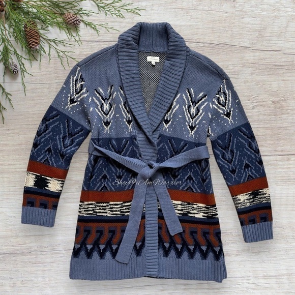 Lucky Brand NWT shawl collar nordic belted cardigan sweater *shop@iamwarrior - Picture 4 of 10